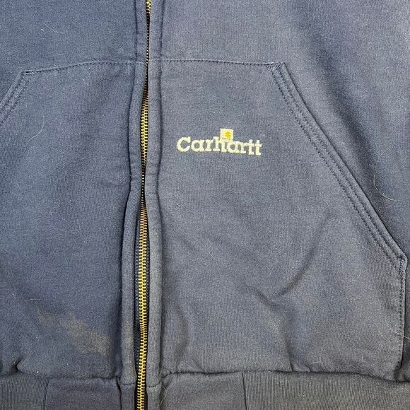 Carhartt Thermal Waffle Lined Hooded Zip Sweatshirt Dark Blue Mens - Picture 4 of 7